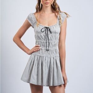 Chic Gray Striped Mini Dress